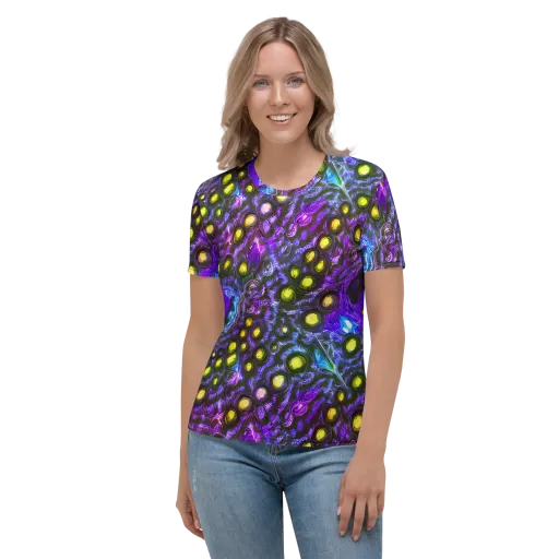Neon Night Garden on a Women's Crew Neck T-Shirt