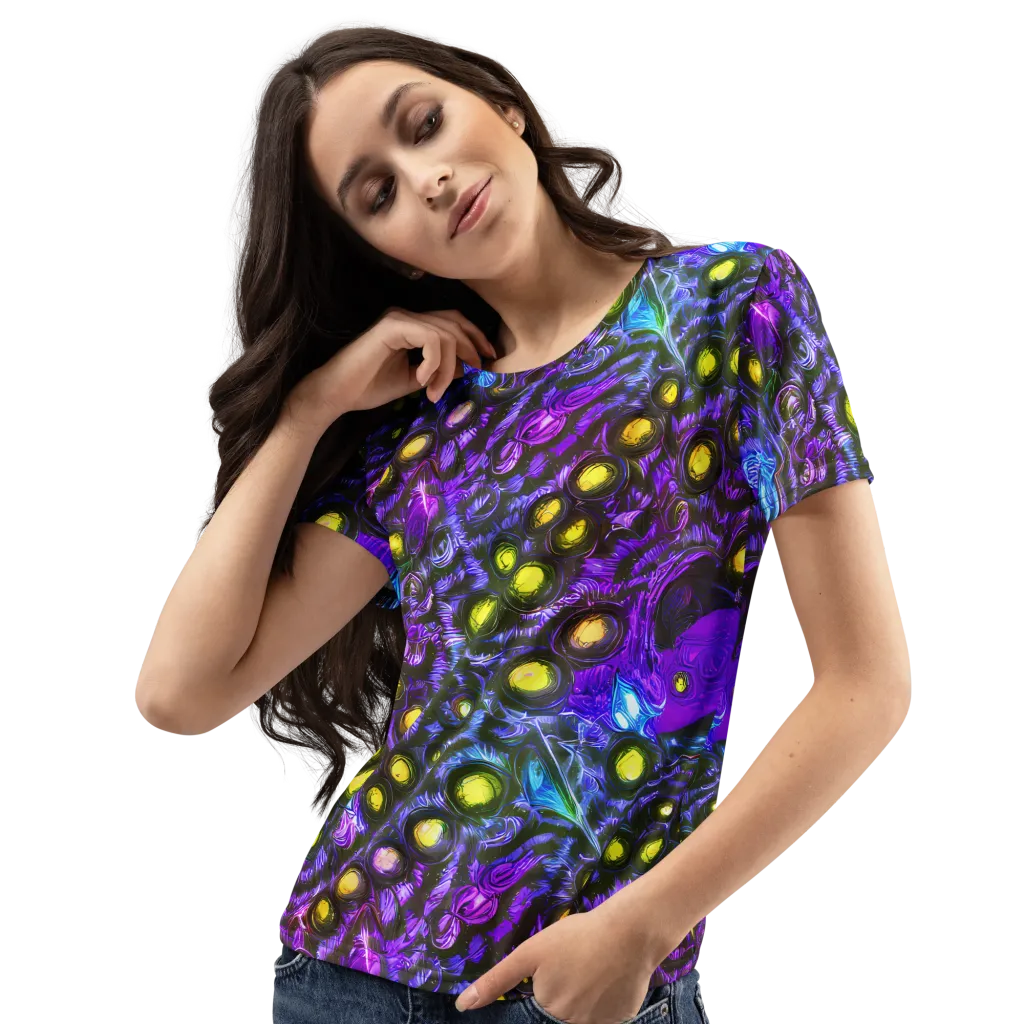 Neon Night Garden on Women's Crew Neck T-Shirt — Left Front