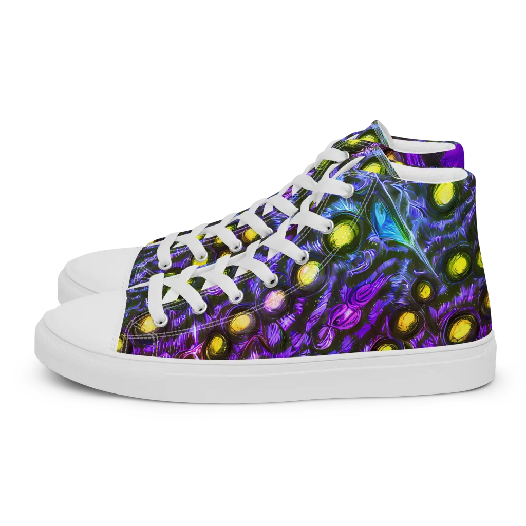 Neon Night Garden on Women's High Top Canvas Shoes — Left