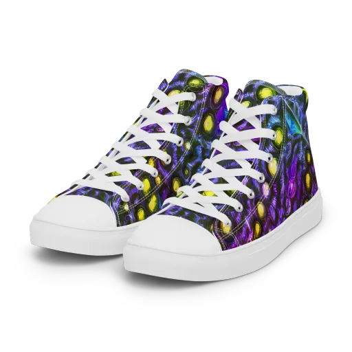 Neon Night Garden on a Women's High Top Canvas Shoes