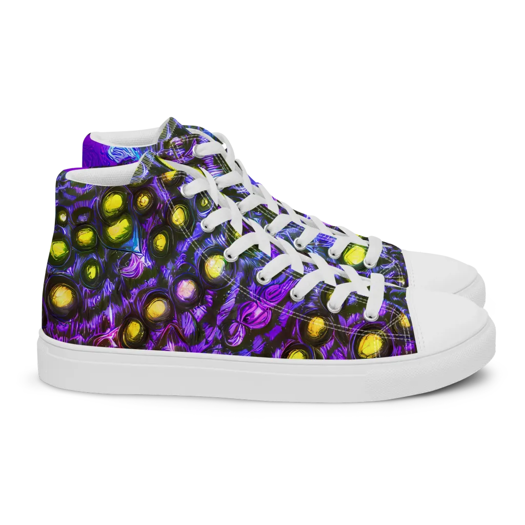 Neon Night Garden on Women's High Top Canvas Shoes — Right