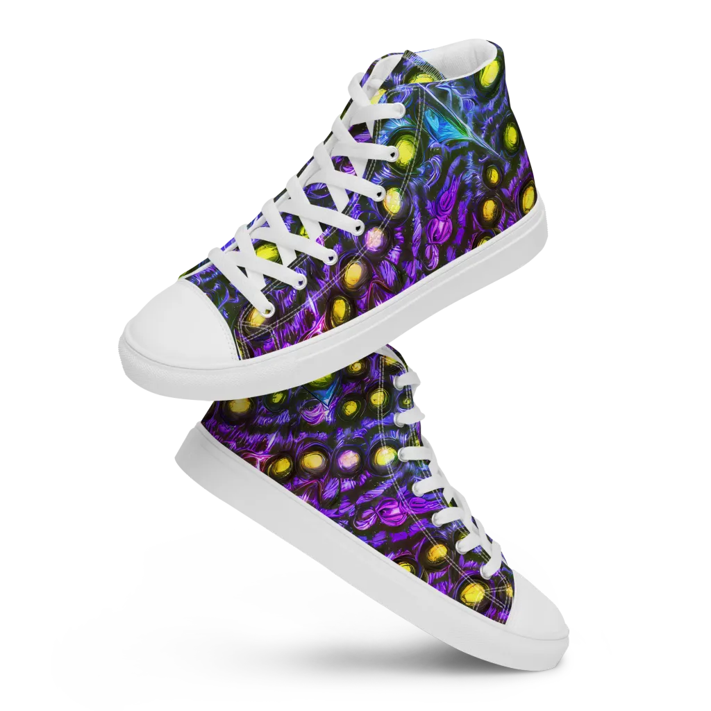 Neon Night Garden on Women's High Top Canvas Shoes — Front