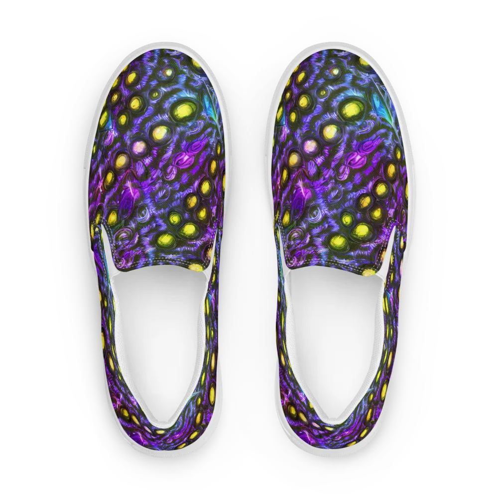 Neon Night Garden on Men's Slip-On Canvas Shoes — Front