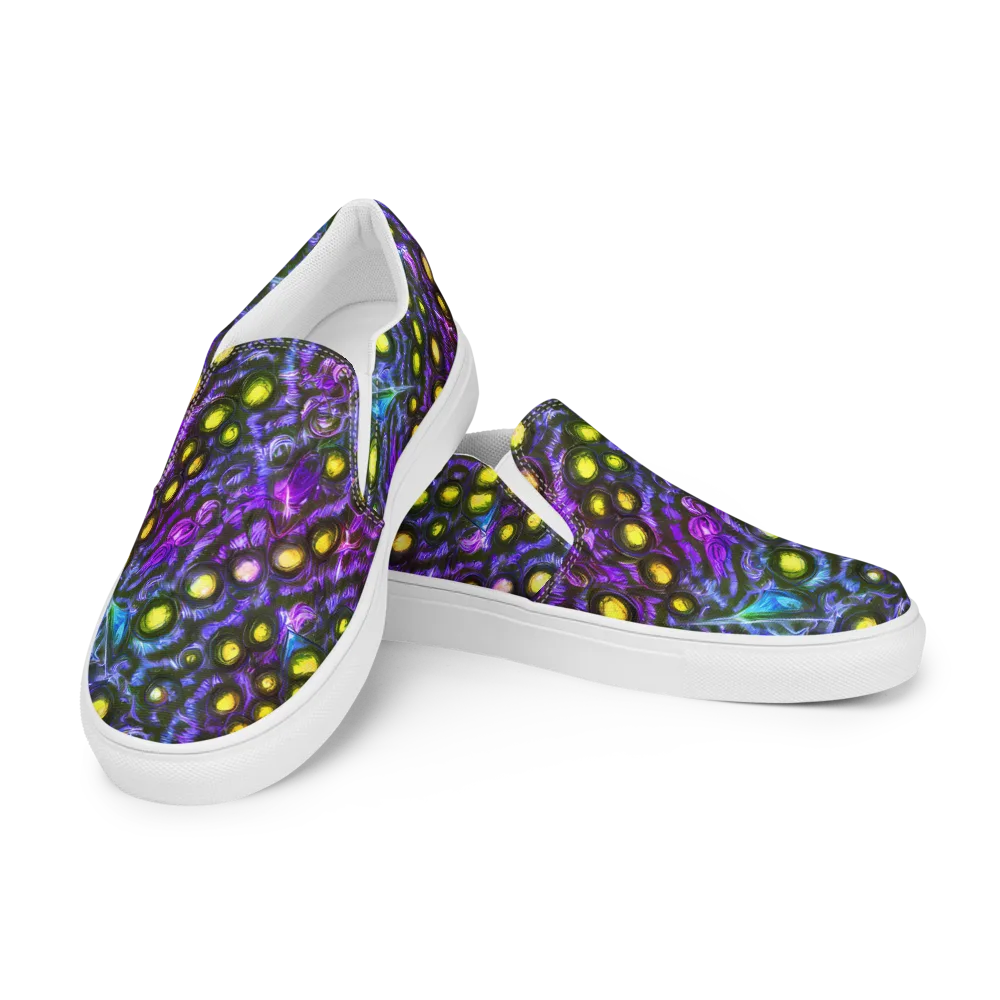 Neon Night Garden on Men's Slip-On Canvas Shoes — Left Front