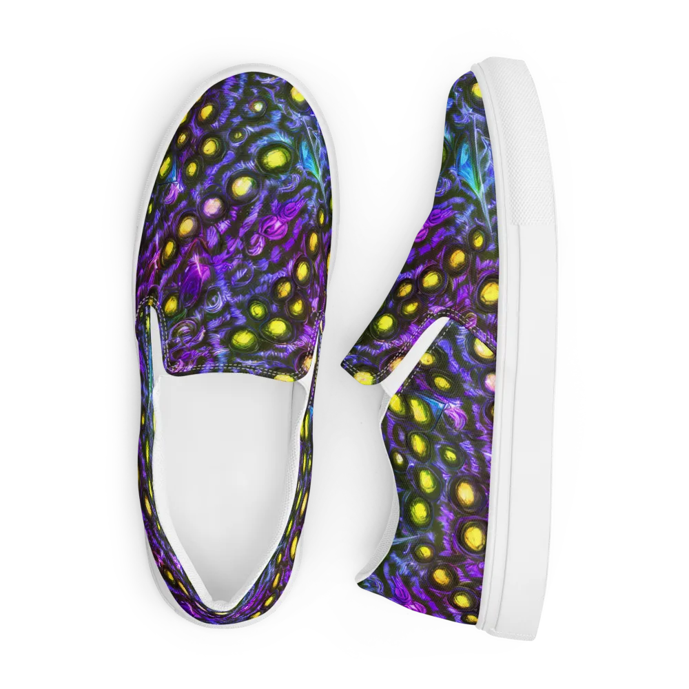 Neon Night Garden on Men's Slip-On Canvas Shoes — Front