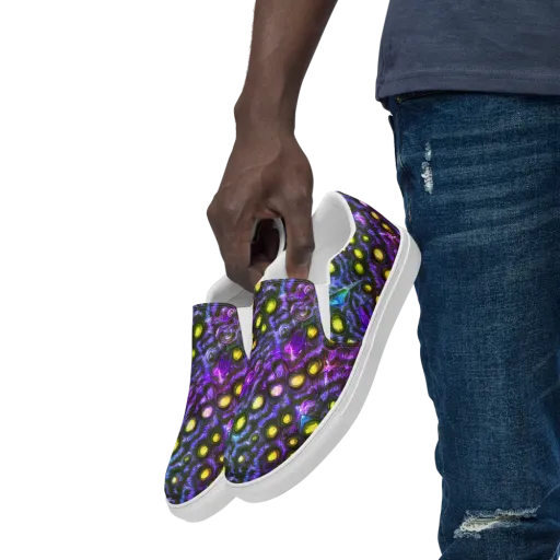 Neon Night Garden on a Men's Slip-On Canvas Shoes