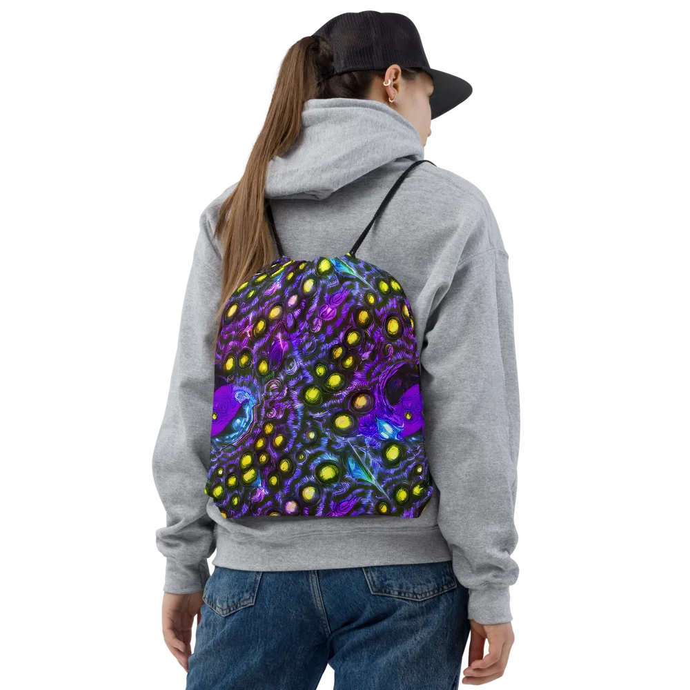 Neon Night Garden on Drawstring Bag — Front