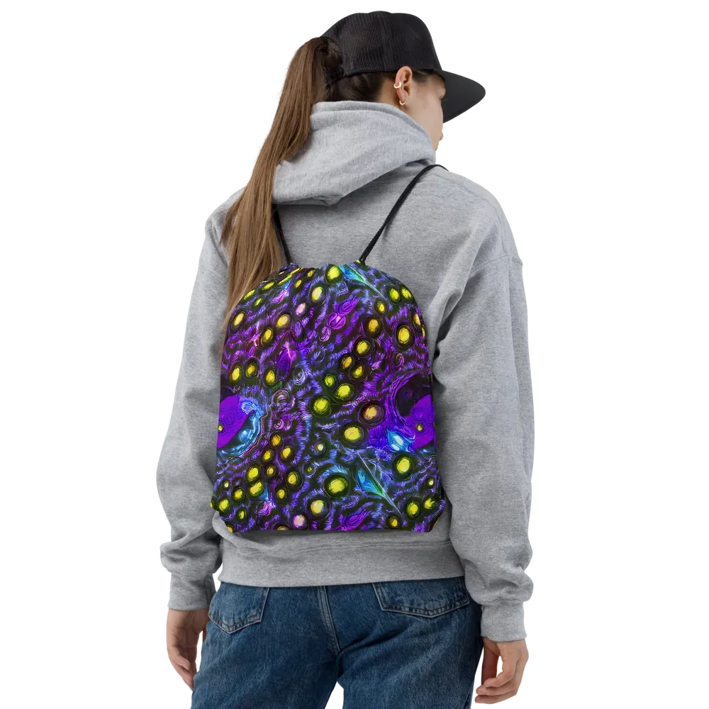 Neon Night Garden on Drawstring Bag — Front
