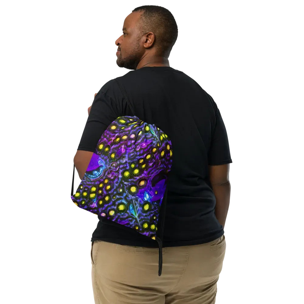 Neon Night Garden on Drawstring Bag — Front