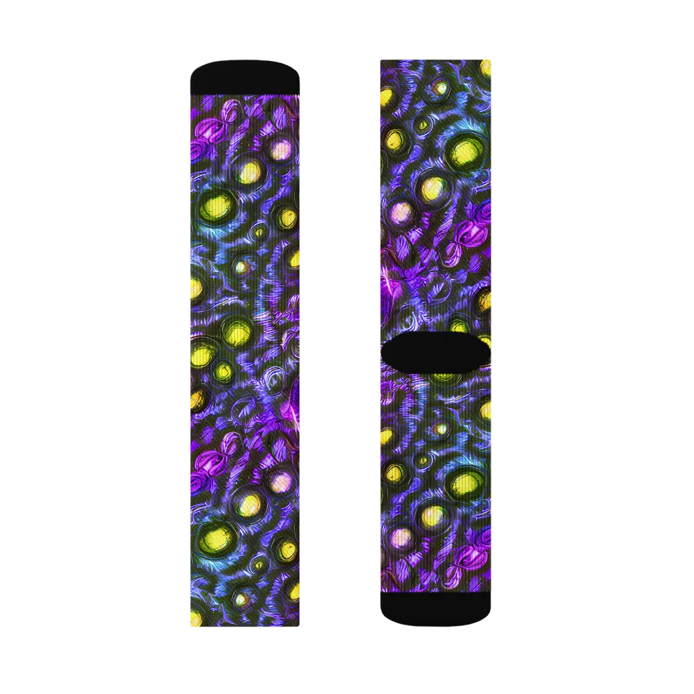 Neon Night Garden on Socks — Left Sock