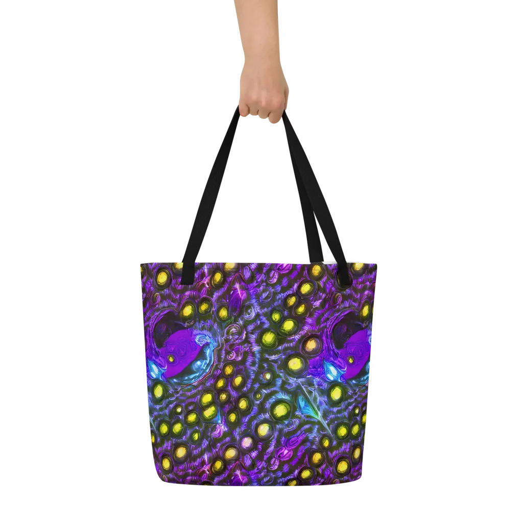 Neon Night Garden on Large Tote Bag W/ Pocket — Front