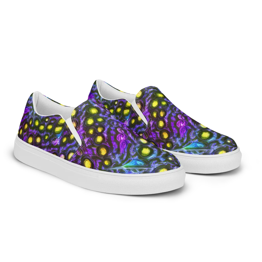 Neon Night Garden on Women's Slip-On Canvas Shoes — Right Front