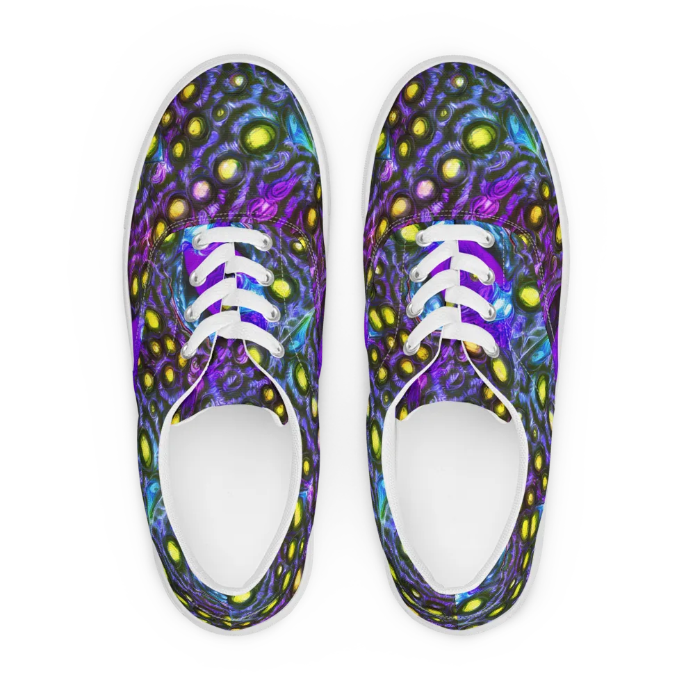 Neon Night Garden on Men's Lace-Up Canvas Shoes — Front