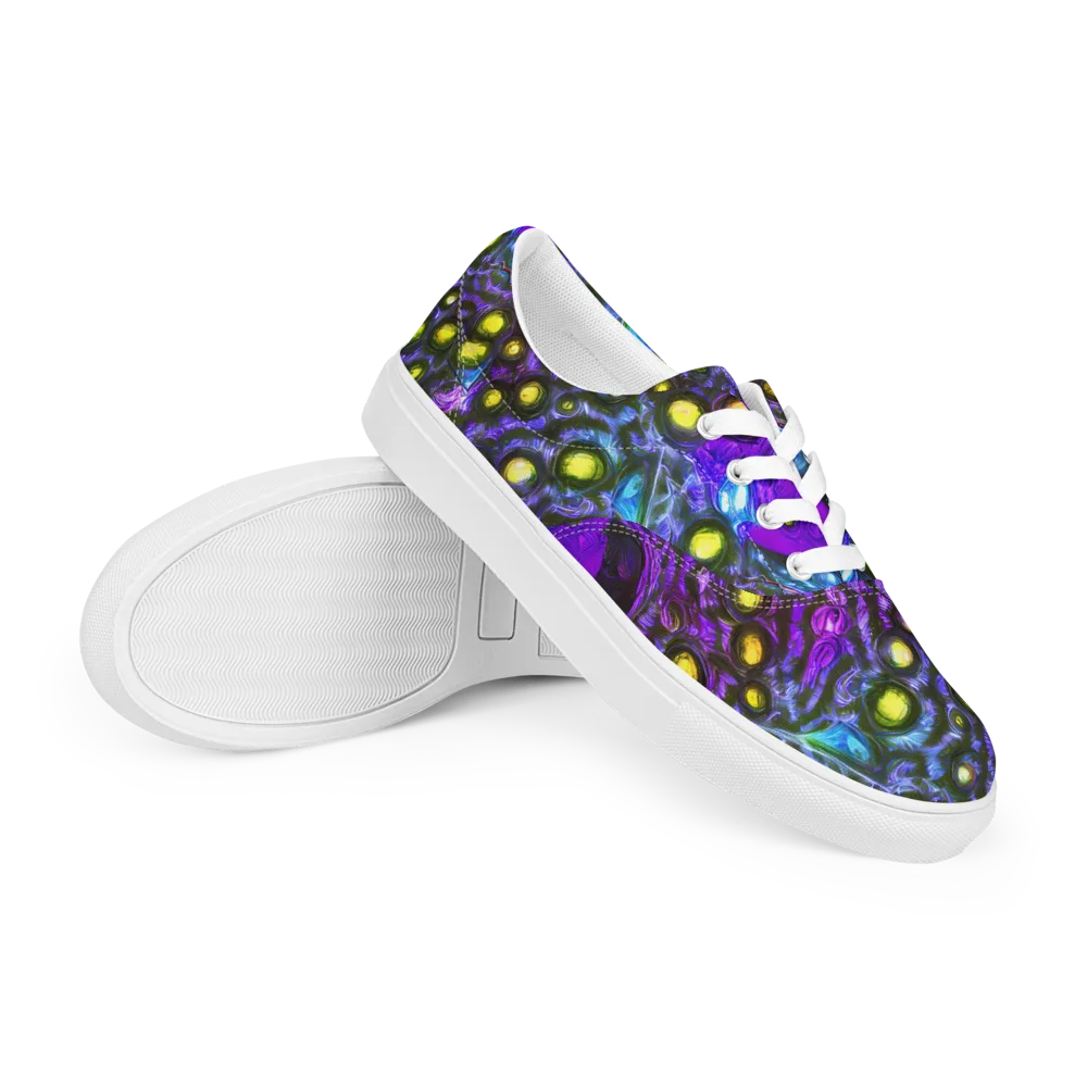 Neon Night Garden on Men's Lace-Up Canvas Shoes — Right Front