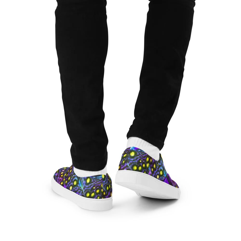 Neon Night Garden on Men's Lace-Up Canvas Shoes — Back