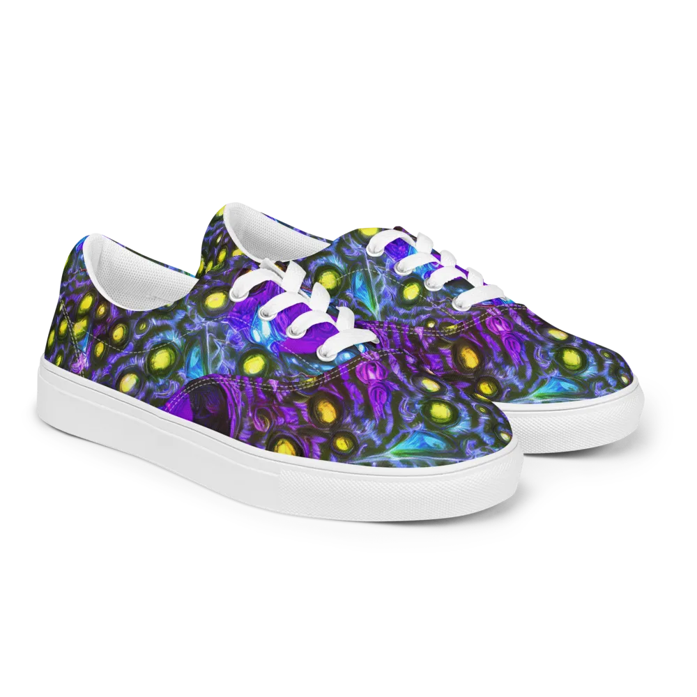 Neon Night Garden on Men's Lace-Up Canvas Shoes — Right Front