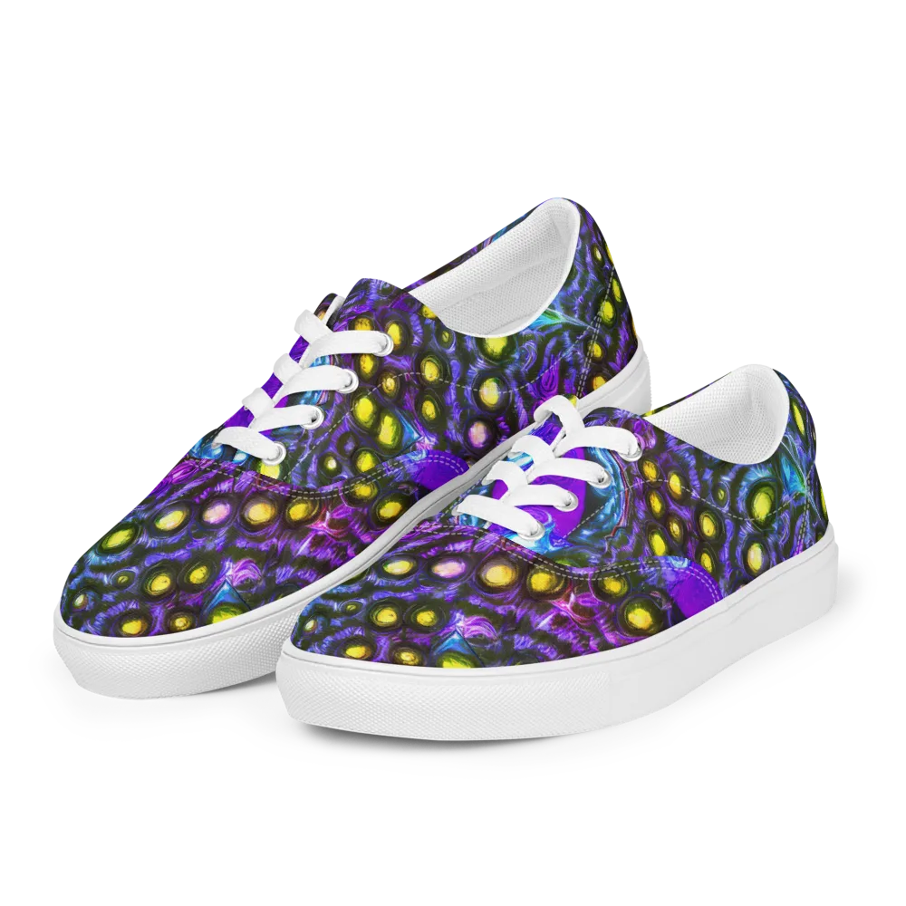 Neon Night Garden on Men's Lace-Up Canvas Shoes — Left Front