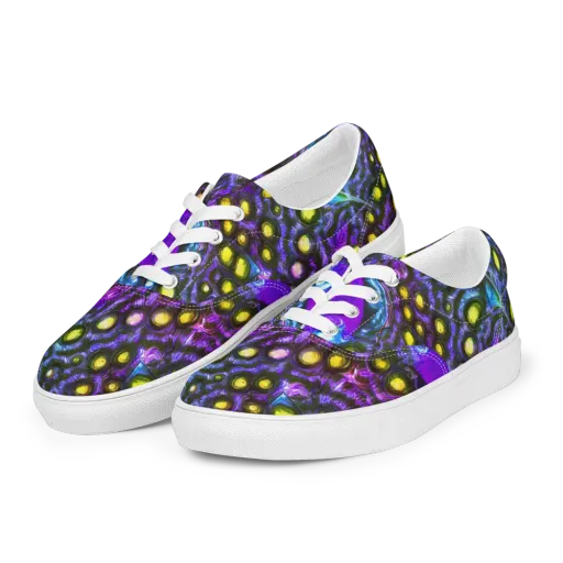 Neon Night Garden on a Men's Lace-Up Canvas Shoes