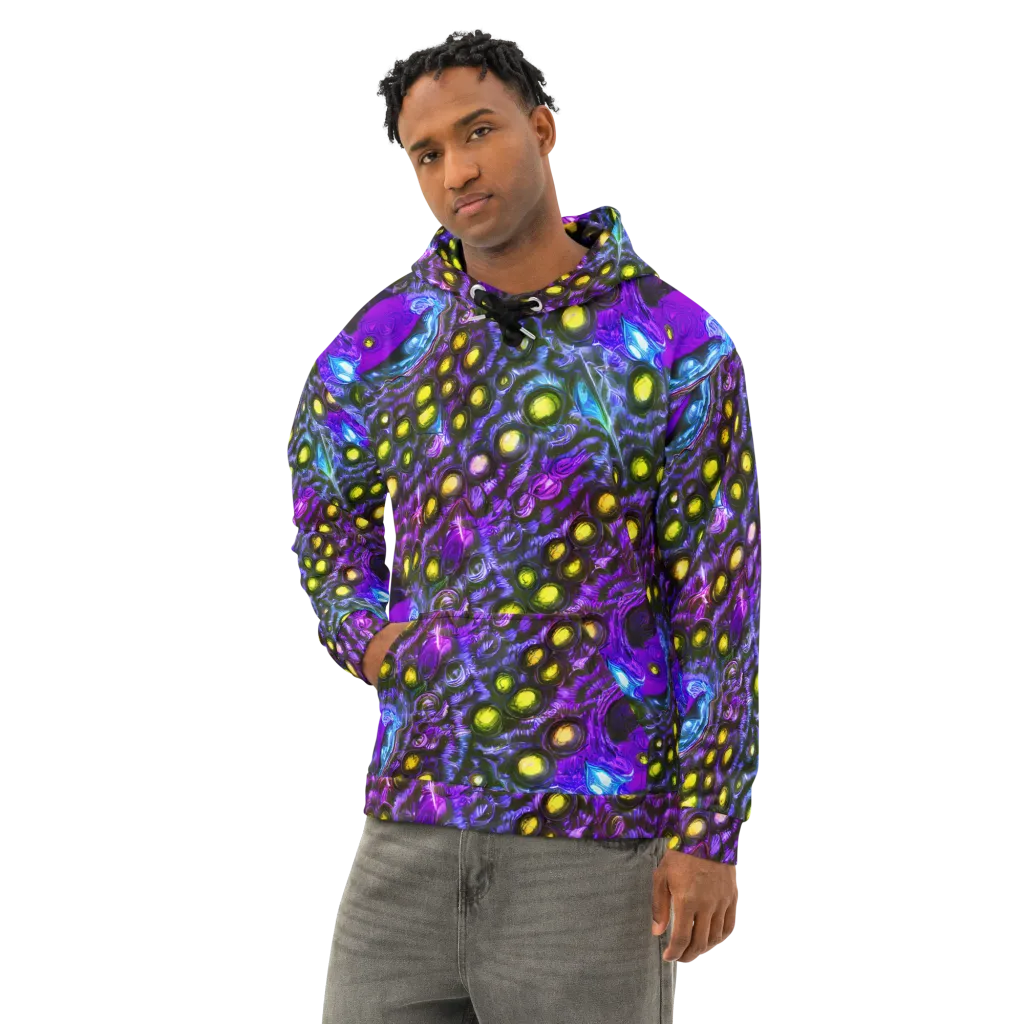 Neon Night Garden on Cotton Hoodie — Left Front