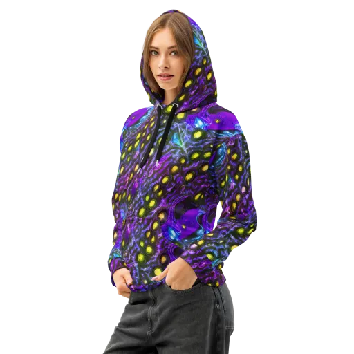 Neon Night Garden on a Cotton Hoodie