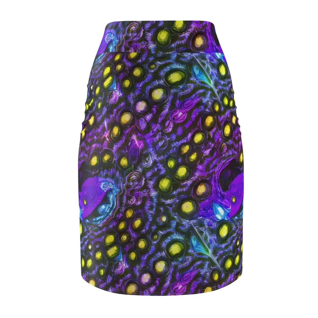 Neon Night Garden on Pencil Skirt — Back