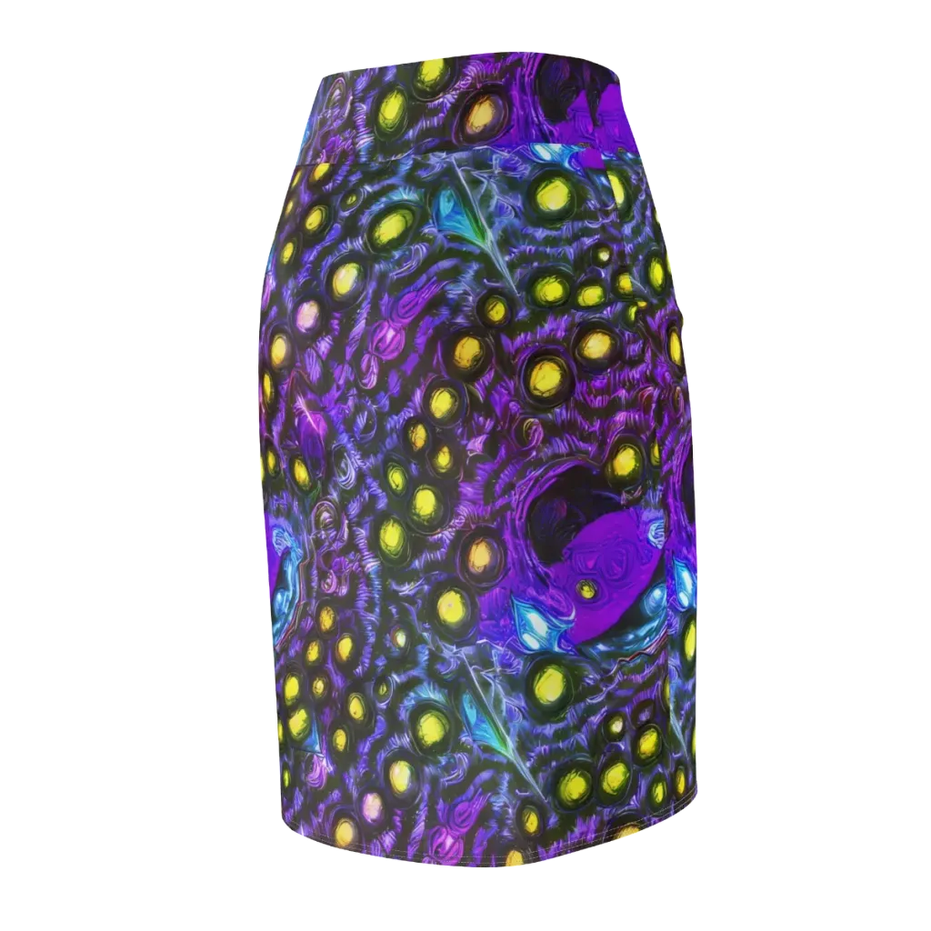 Neon Night Garden on Pencil Skirt — Back Side