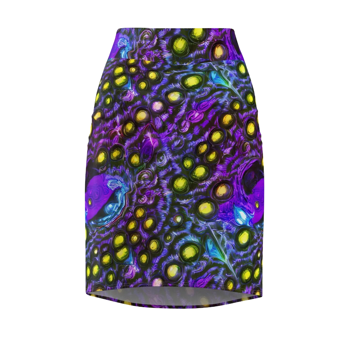 Neon Night Garden on Pencil Skirt — Front