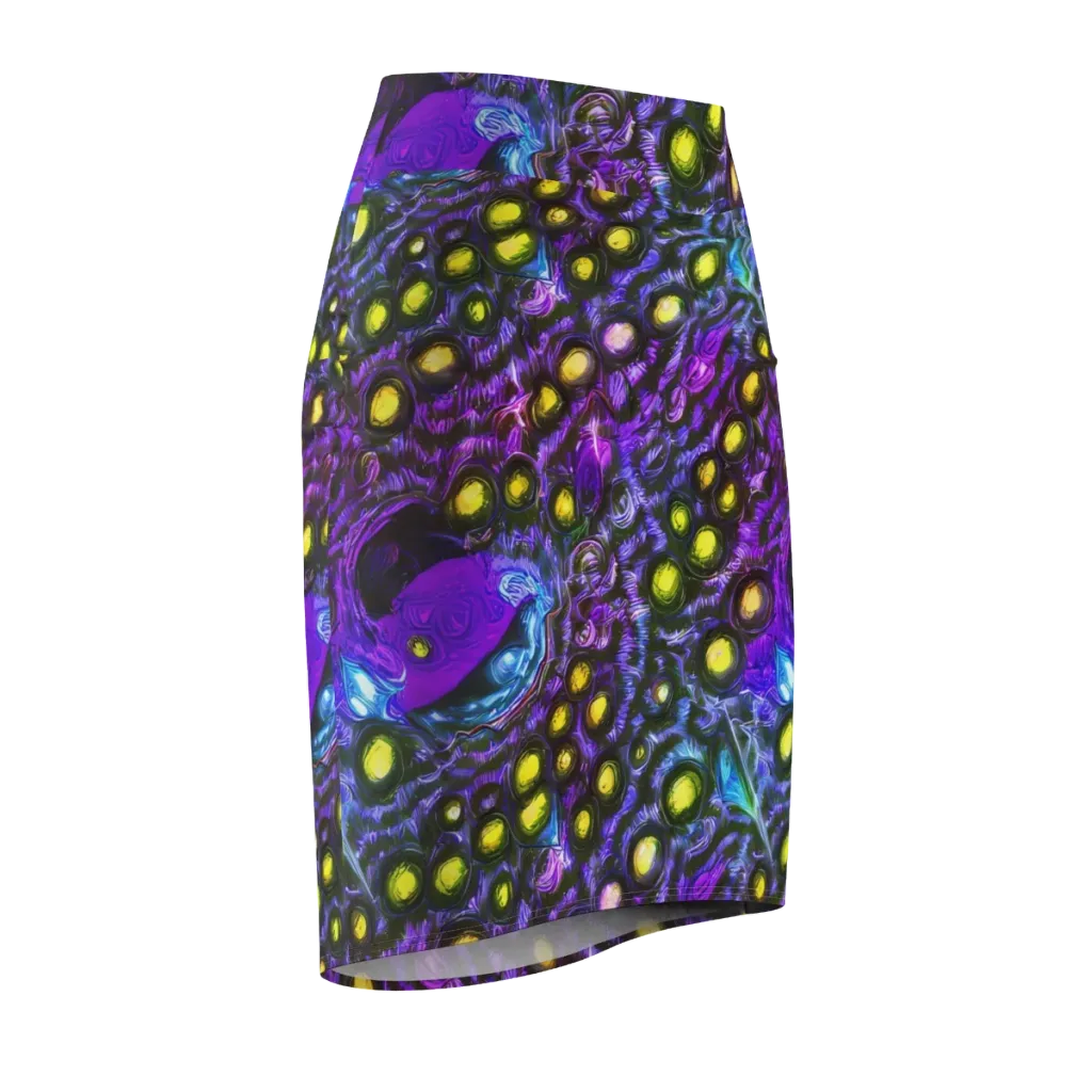 Neon Night Garden on Pencil Skirt — Front Side
