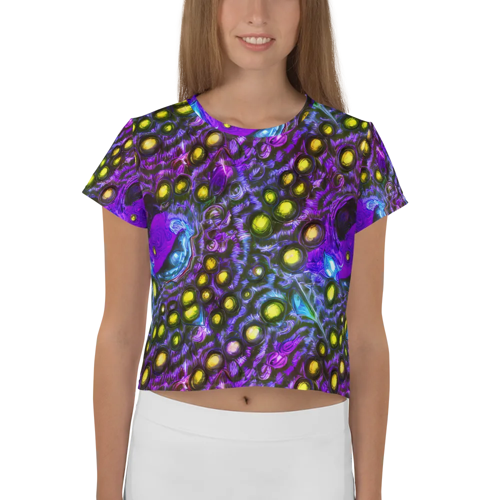 Neon Night Garden on Crop Tee — Front
