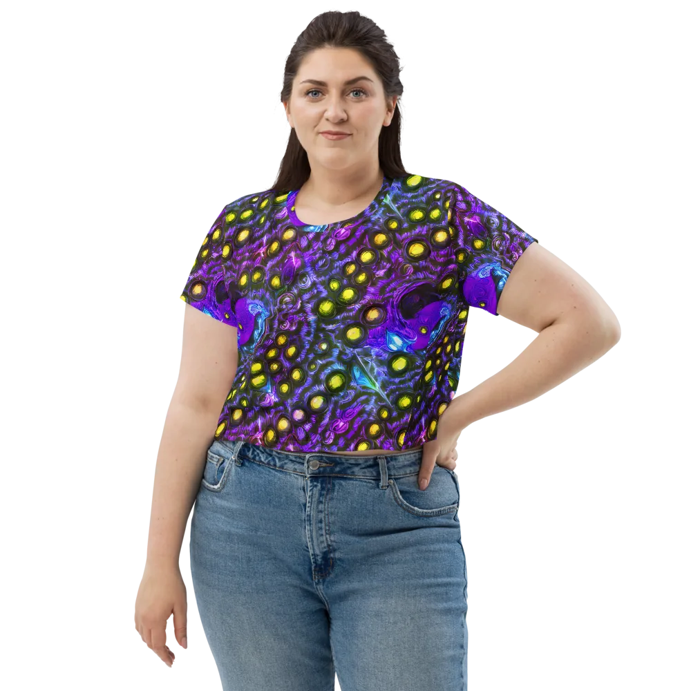 Neon Night Garden on Crop Tee — Front