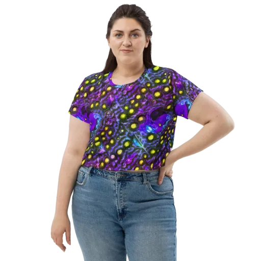 Neon Night Garden on a Crop Tee