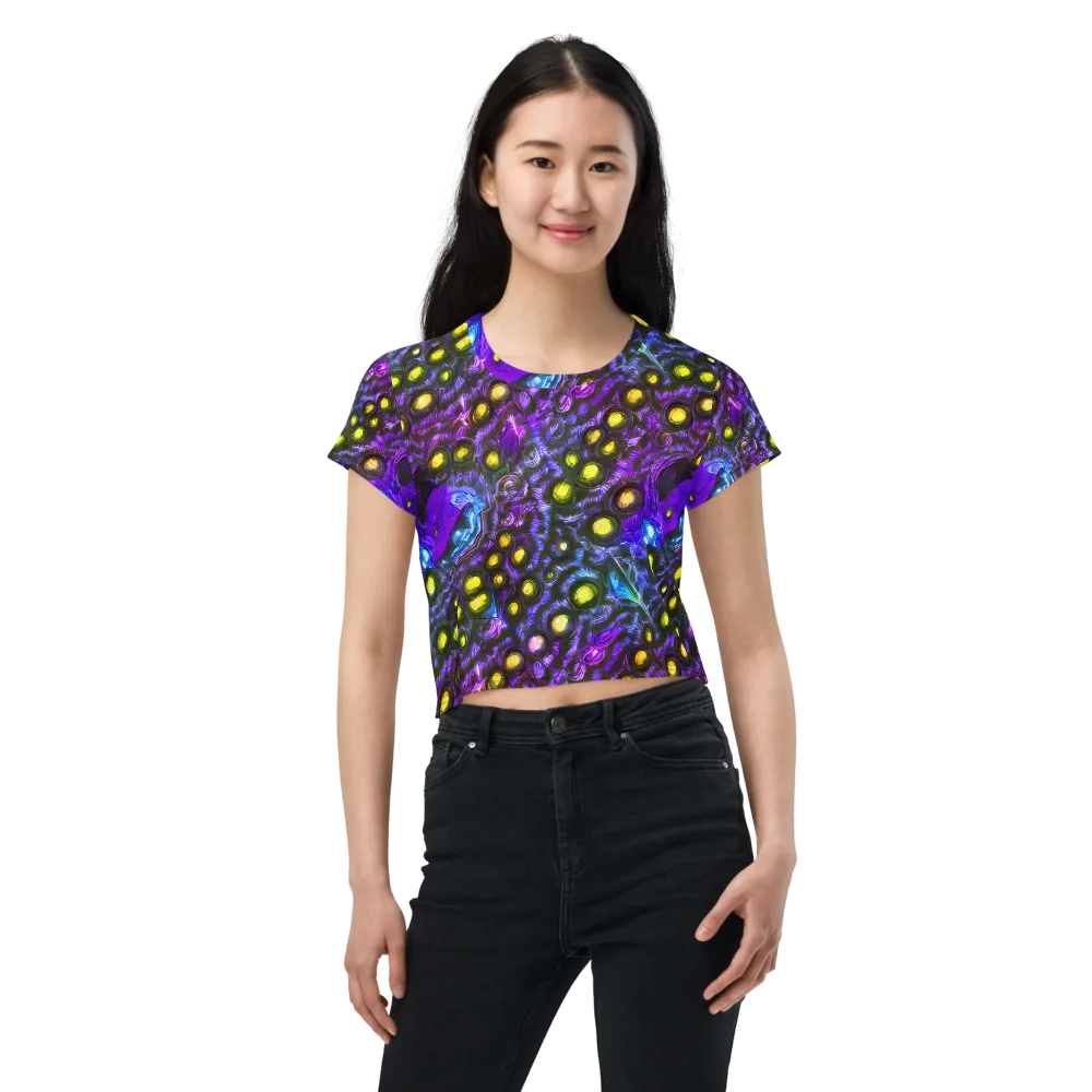 Neon Night Garden on Crop Tee — Front