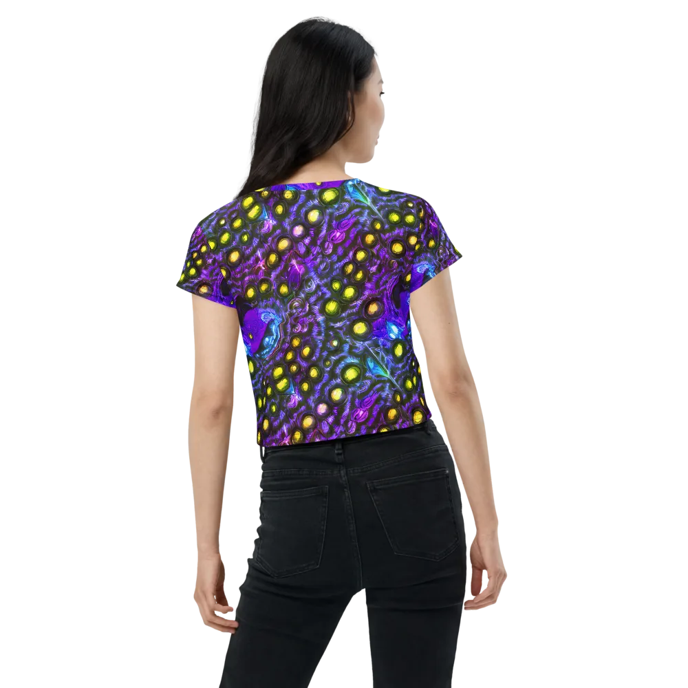 Neon Night Garden on Crop Tee — Back