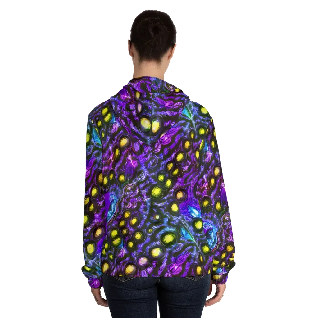 Neon Night Garden on Women's Full-Zip Hoodie — Back On Person
