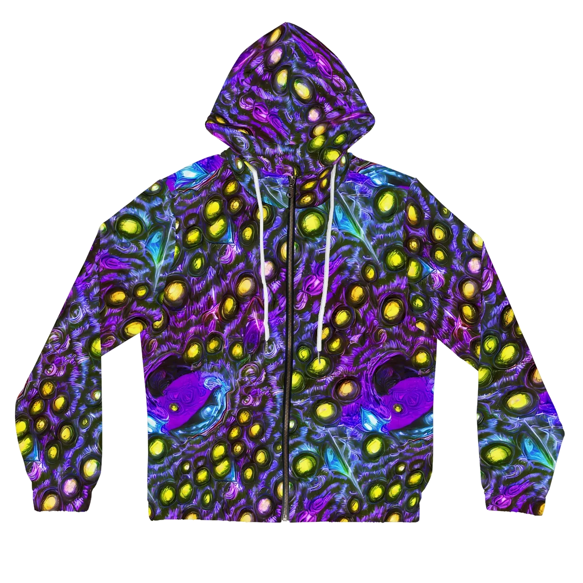 Neon Night Garden on Women's Full-Zip Hoodie — Front