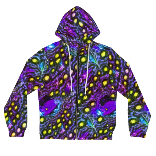 Neon Night Garden on a Women's Full-Zip Hoodie