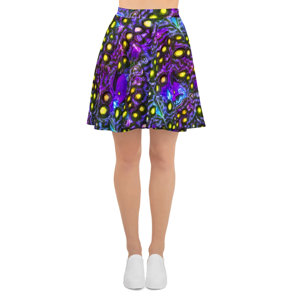 Neon Night Garden on Skater Skirt — Front