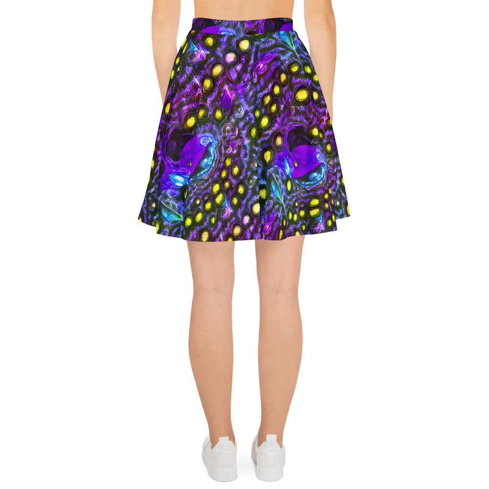Neon Night Garden on Skater Skirt — Back