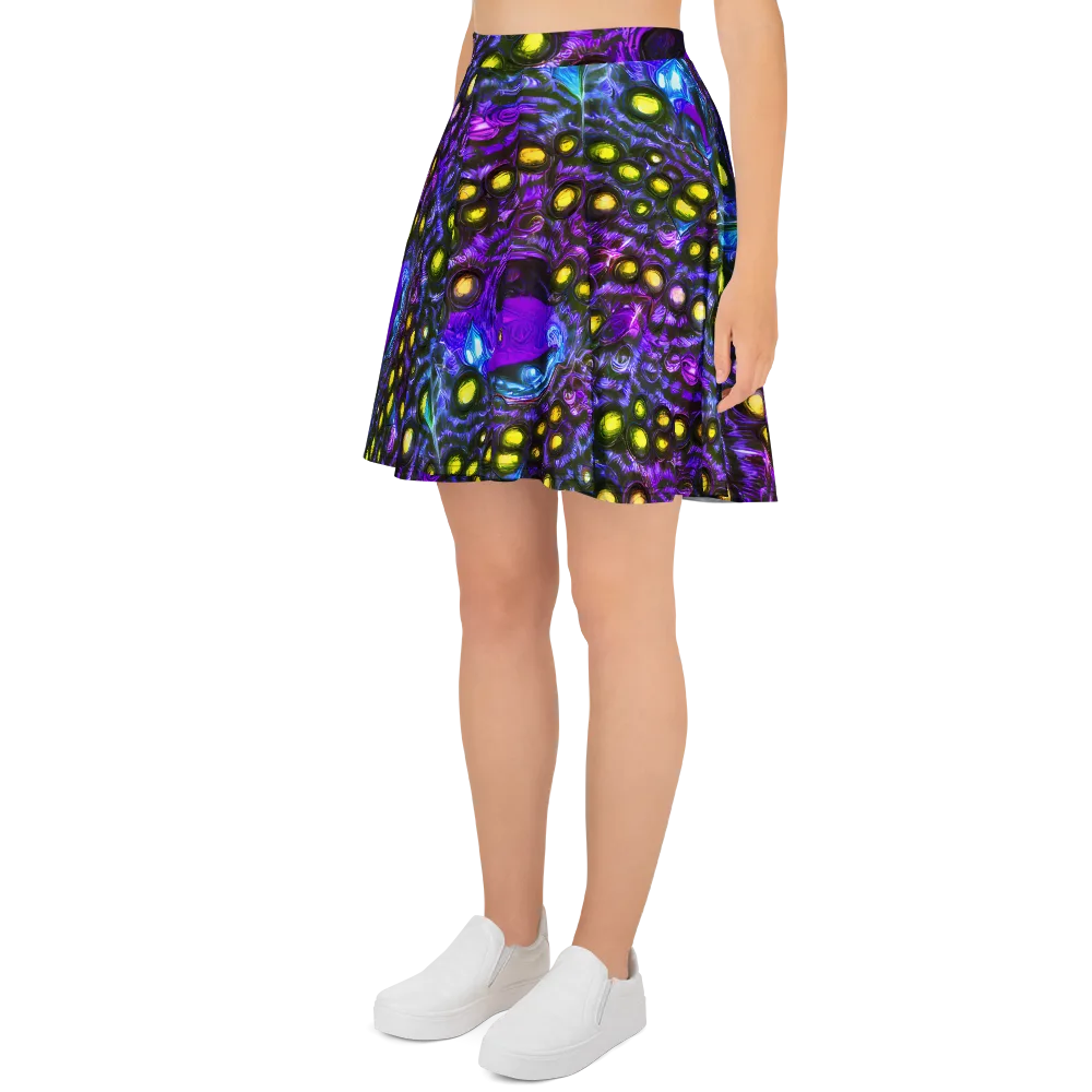 Neon Night Garden on Skater Skirt — Left