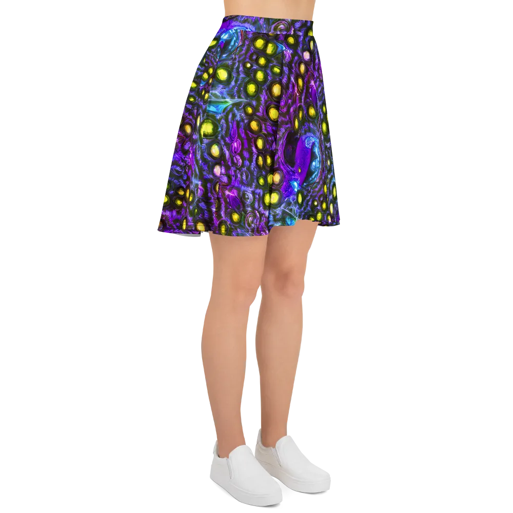 Neon Night Garden on Skater Skirt — Right