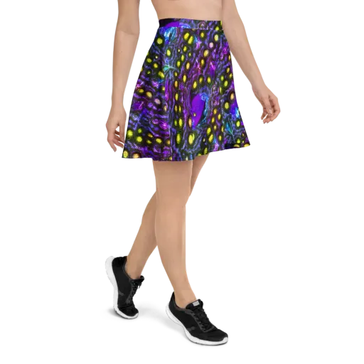 Neon Night Garden on a Skater Skirt