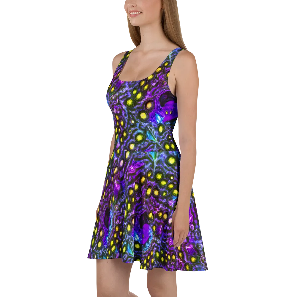 Neon Night Garden on Skater Dress — Left