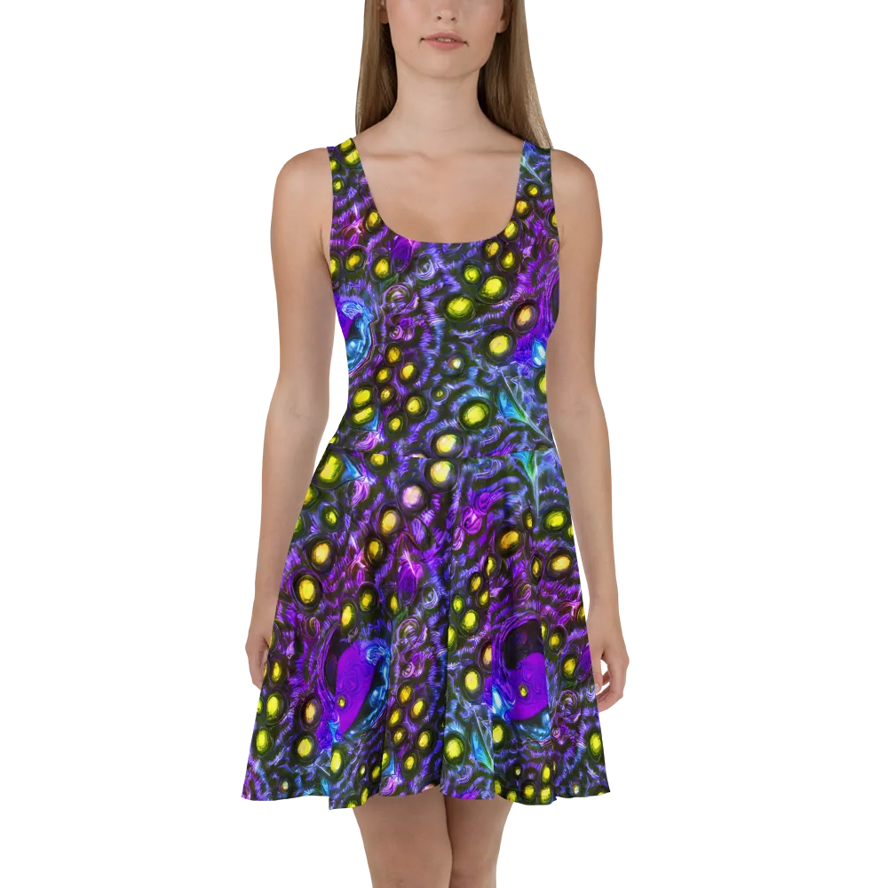 Neon Night Garden on Skater Dress — Front