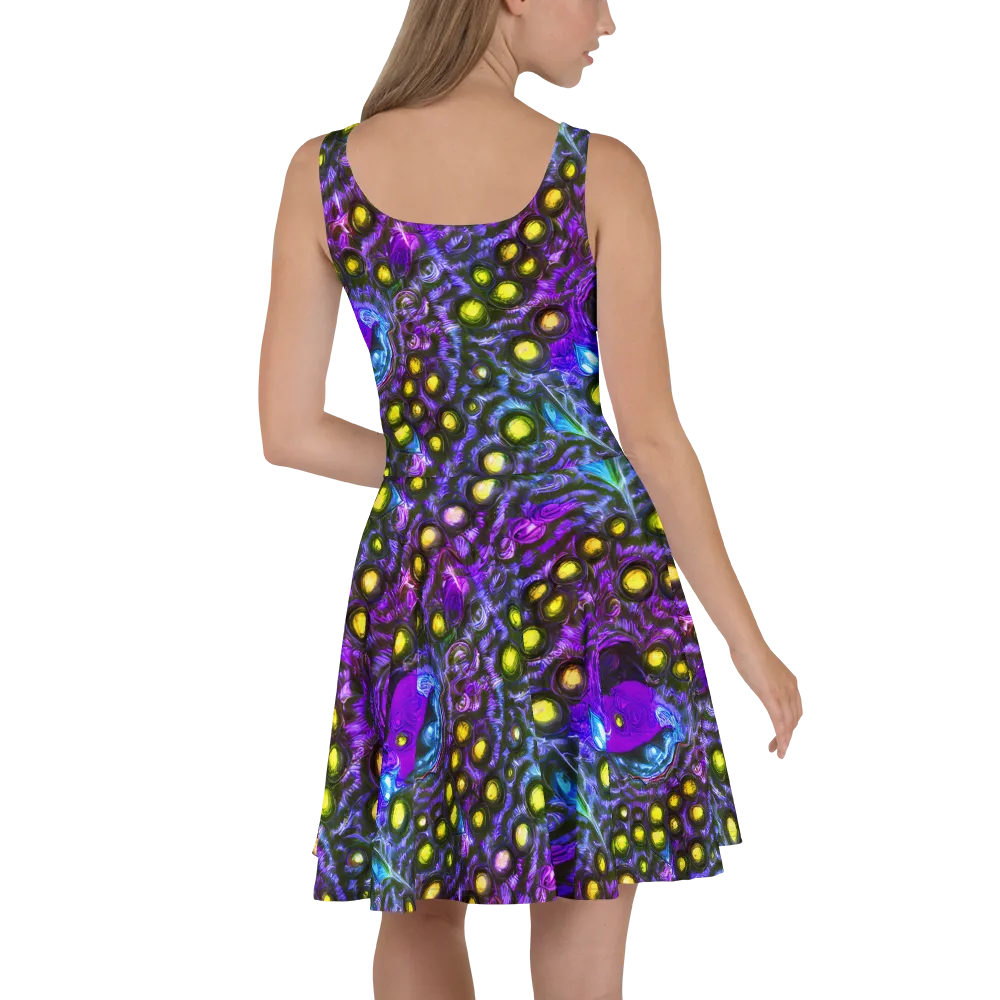 Neon Night Garden on Skater Dress — Back