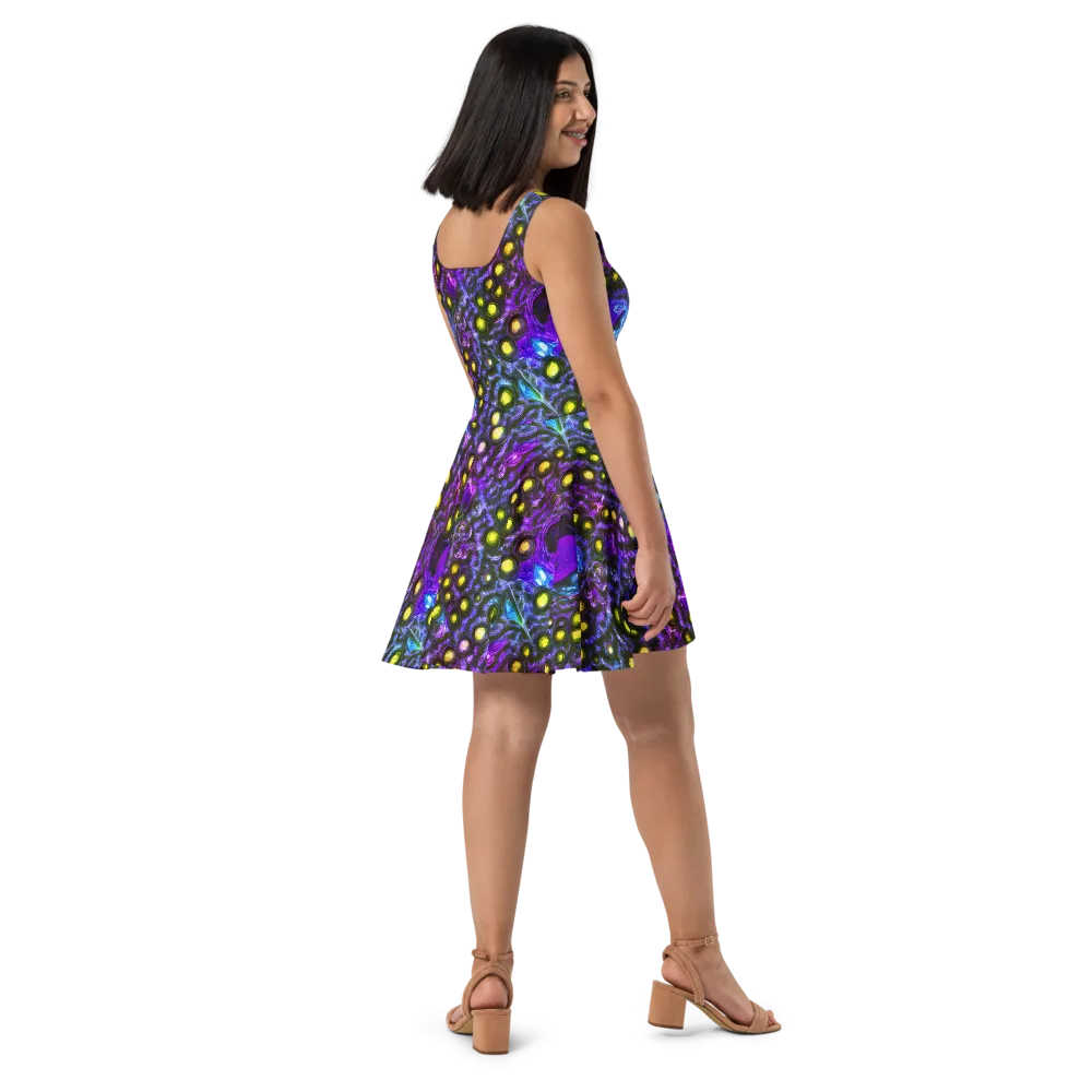 Neon Night Garden on Skater Dress — Right
