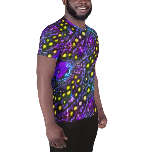Neon Night Garden on a Men's Athletic T-Shirt