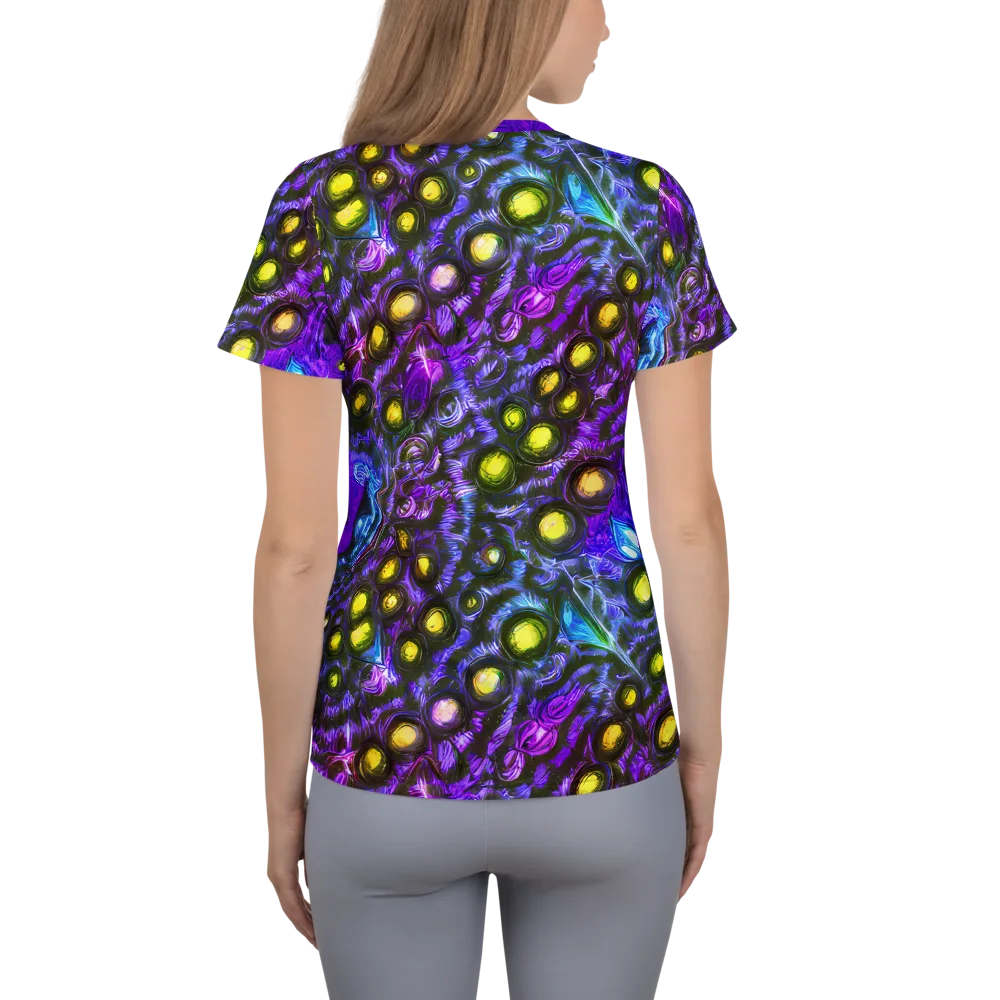 Neon Night Garden on Women's Athletic T-Shirt — Back