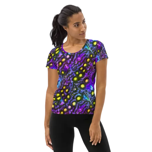 Neon Night Garden on a Women's Athletic T-Shirt