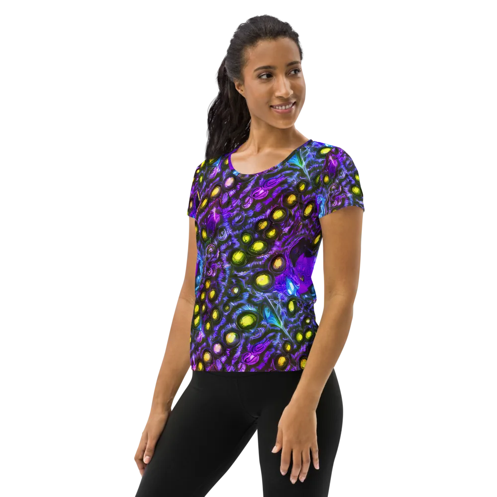 Neon Night Garden on Women's Athletic T-Shirt — Left