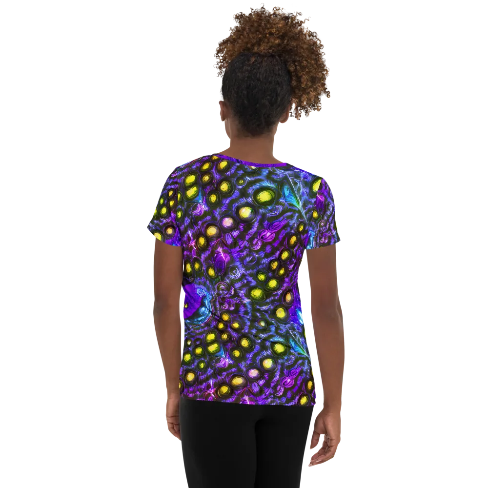 Neon Night Garden on Women's Athletic T-Shirt — Back